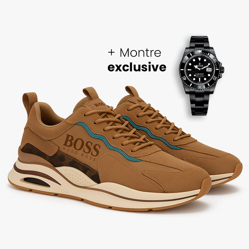 Sneakers Homme Premium Βоƨƨ Essential + Montre Classique Offerte
